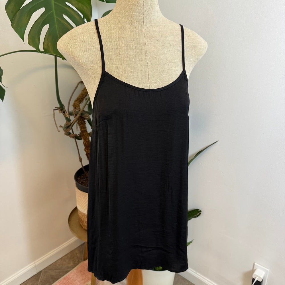 Free People Black Satin Mini Slip Dress